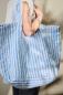 Preview: Tasche IB Laursen blau mit weißen und braunen Streifen